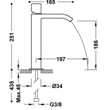 Monomando lavabo alto cascada CUADRO-TRES cromo - 00661002 2