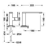 Monomando lavabo maneta lateral CUADRO-TRES negro mate - 00620501NM 2