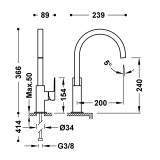 Monomando lavabo XL maneta lateral CUADRO-TRES cromo - 106607 2