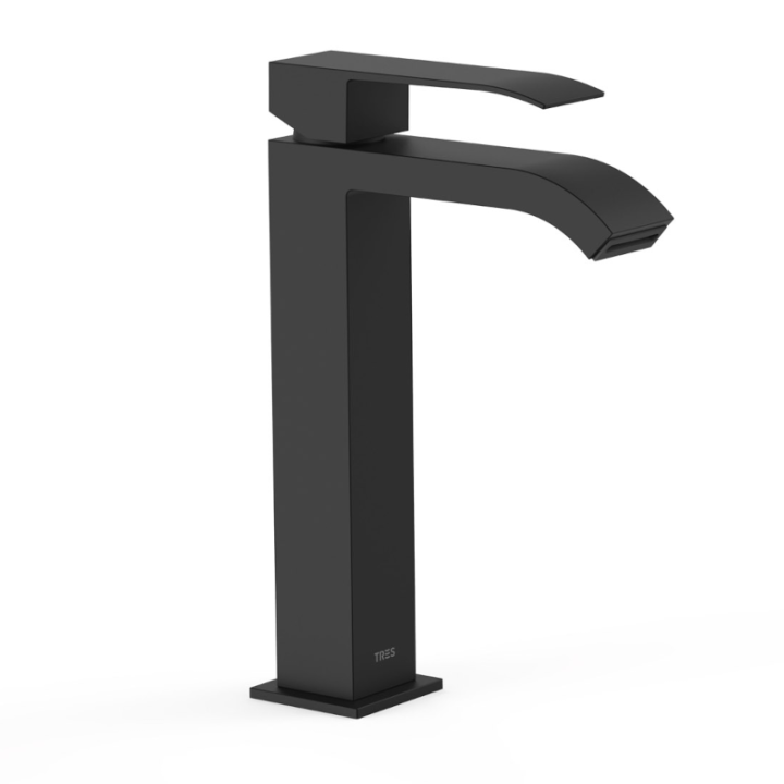 Monomando lavabo alto cascada CUADRO-TRES negro mate - 00661001NM 1