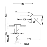Monomando lavabo CUADRO-TRES cromo - 107103 2