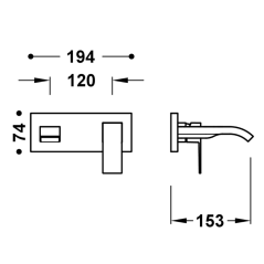 Monomando lavabo empotrado CUADRO-TRES negro mate - 00630033NM