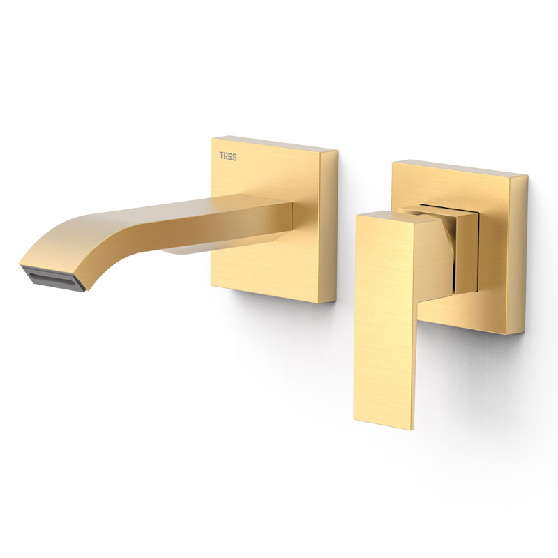 Monomando lavabo empotrado CUADRO-TRES oro mate - 00630023OM