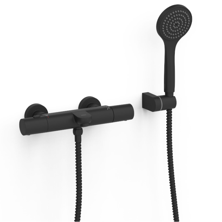Monomando termostático baño-ducha FLAT-TRES negro mate - 19017419NM 1