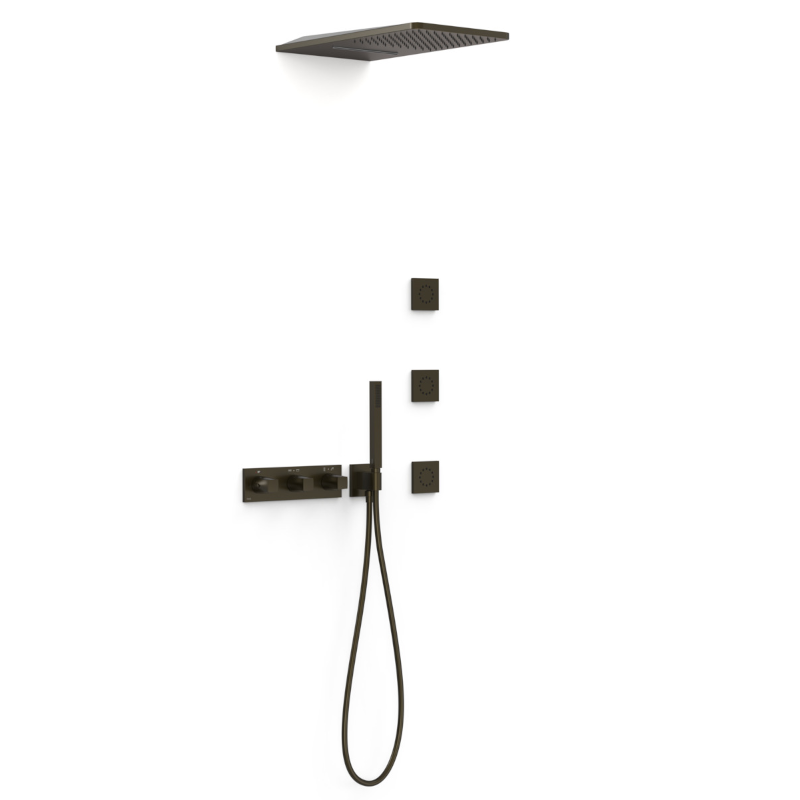 Kit termostático ducha empotrado 4-vías B-SYSTEM negro bronce - 30725405KMB