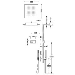 Kit termostático electrónico ducha empotrado 2-vías SHOWER-TECHNOLOGY cromo - 09286552