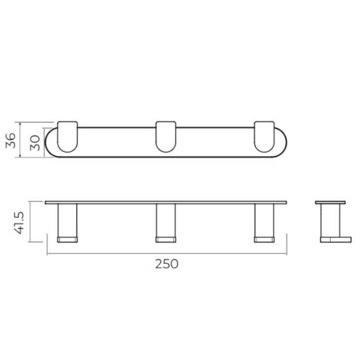 Percha triple PRACTIC negro mate - CAP003-02/NG 2