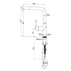 Monomando fregadero osmosis DOHA negro mate - 82701/N