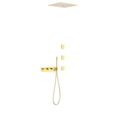 Kit termostático ducha empotrado 4-vías B-SYSTEM oro brillo - 30725406OR - Tres