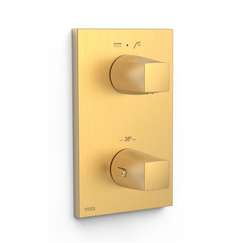 Termostático ducha empotrado 2-vías THERM-BOX oro mate - 21125001OM