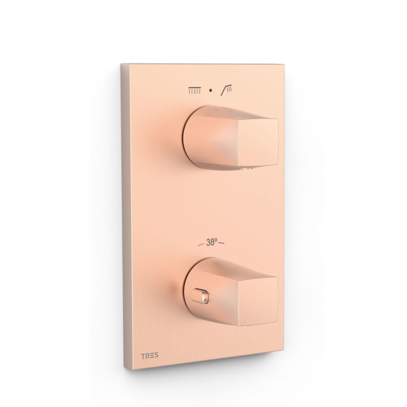 Termostático ducha empotrado 2-vías THERM-BOX oro rosa mate - 21125001OPM