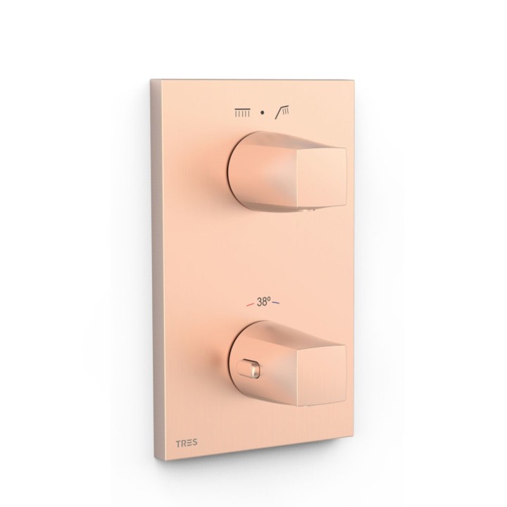 Termostático ducha empotrado 2-vías THERM-BOX oro rosa mate - 21125001OPM 1