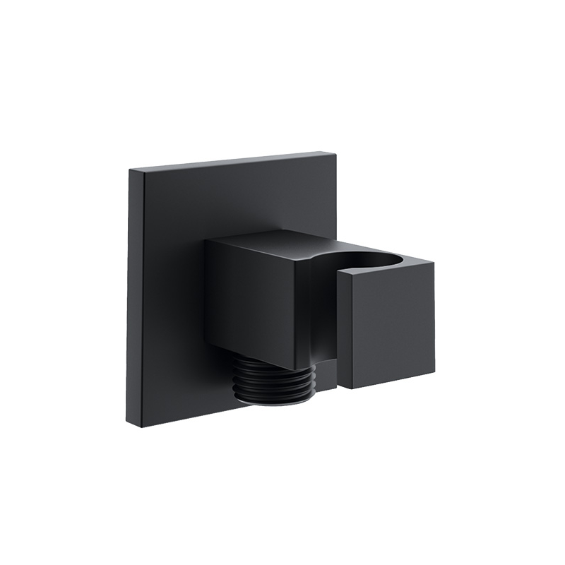 Soporte ducha cuadrado con toma HIDROTERAPIA negro mate - 4798NM
