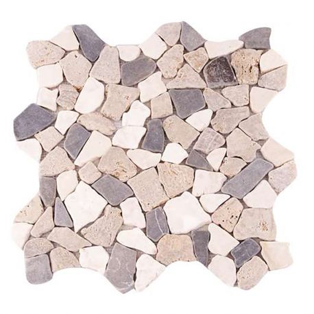 Malla mosaico piedra natural MOS-105 GRIS/BLANCO/MARRÓN- Tercocer