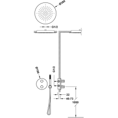Kit termostático ducha empotrado 2-vías THERM-BOX negro metalizado - 26235005KM