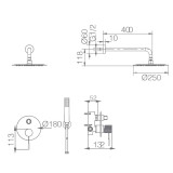 Kit monomando ducha empotrado 2-vías LINE Black Gun Metal - GPD038/BGM 2