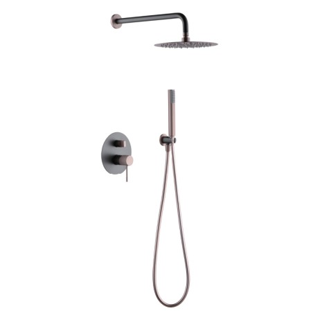 Kit monomando ducha empotrado 2-vías LINE gris mate/champagne - GPD038/GC - Imex