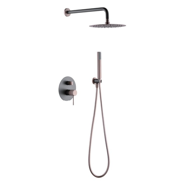 Kit monomando ducha empotrado 2-vías LINE gris mate/champagne - GPD038/GC 1