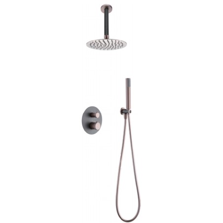 Kit termostático ducha empotrado 2-vías TOP gris mate/champagne - GTQ038/GC - Imex