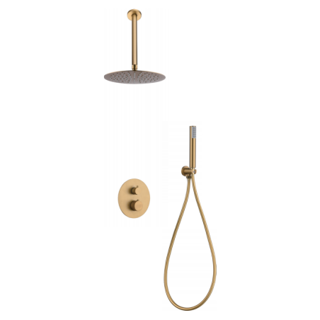 Kit termostático ducha empotrado 2-vías LINE oro cepillado - GTQ038/OC - Imex
