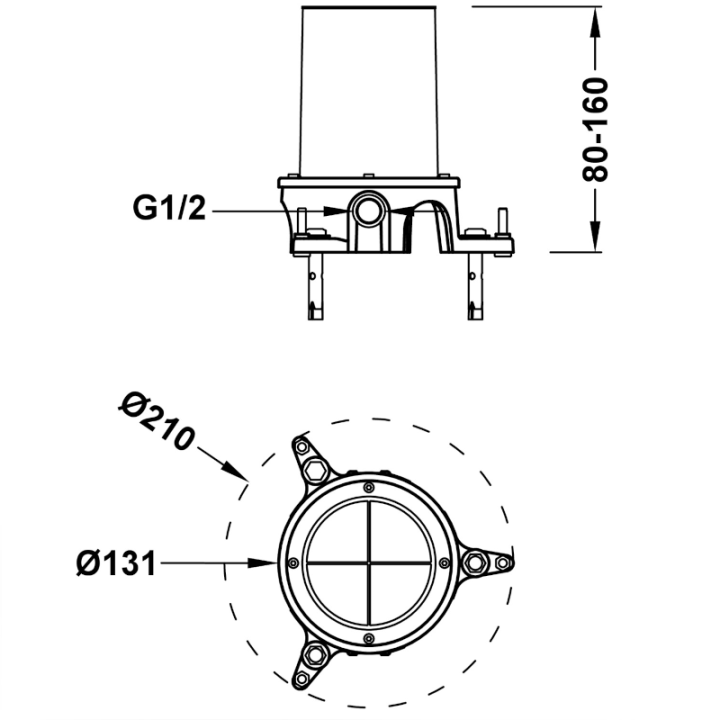 Base empotrada montaje grifo a suelo TRES - 26285350 2