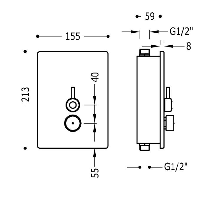 Grifo temporizado ducha empotrado TRES selector temperatura cromo - 01217901 2