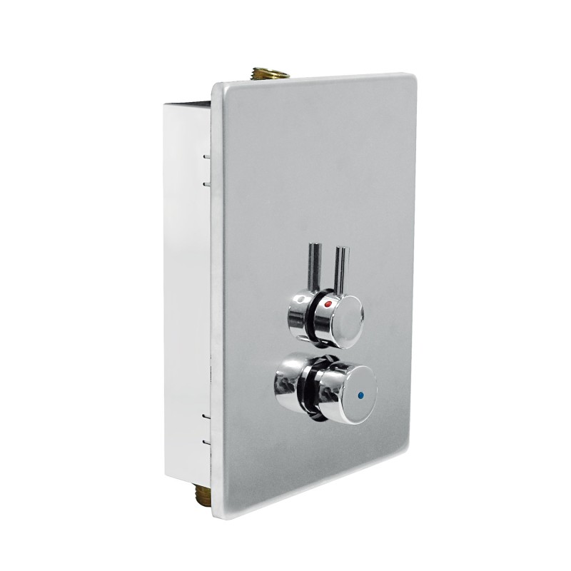 Grifo temporizado ducha empotrado TRES selector temperatura cromo - 01217901