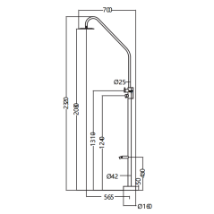 Columna ducha jardín piscina DAKOTA acero S316 - GPD003/AC - Imex