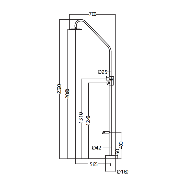 Columna ducha jardín piscina DAKOTA acero S316 - GPD003/AC 5