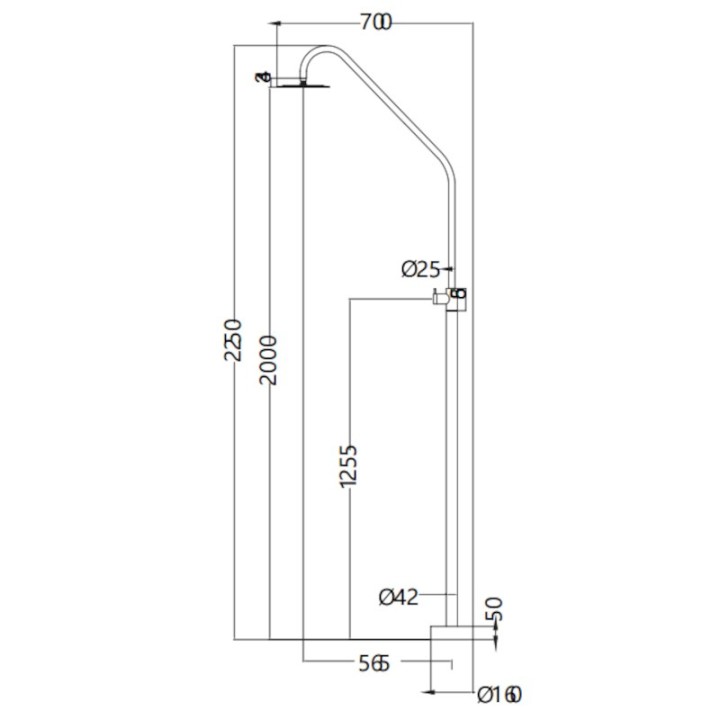 Columna ducha jardín piscina ALASKA acero S316 negro mate - GPA002/ANG 6