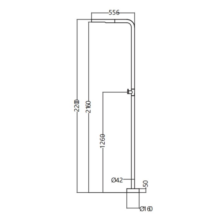 Columna ducha jardín piscina TEXAS acero S316 negro mate - GPT005/ANG 6