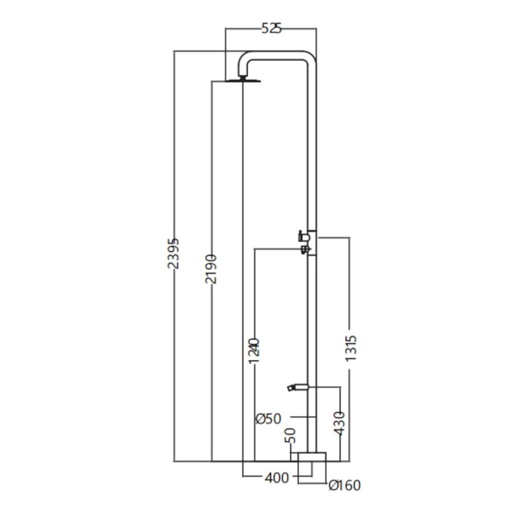 Columna ducha jardín piscina MICHIGAN acero S316 negro mate - GPM007/ANG 7