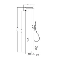 Columna ducha jardín piscina FLORIDA acero S316 - GPF008/AC - Imex