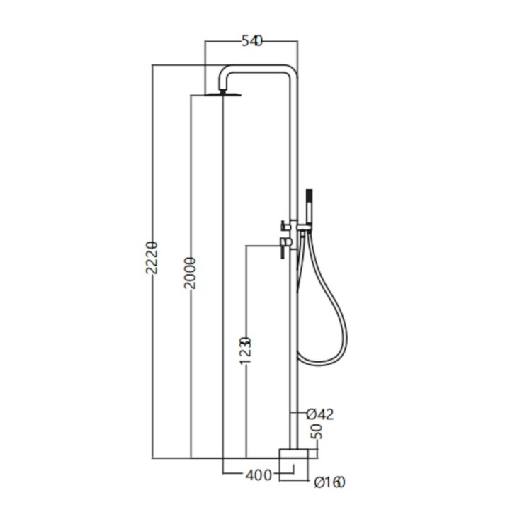 Columna ducha jardín piscina FLORIDA acero S316 negro mate - GPF008/ANG 5