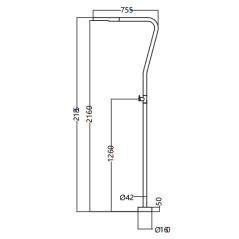 Columna ducha jardín piscina NEVADA acero S316 negro mate - GPN009/ANG - Imex