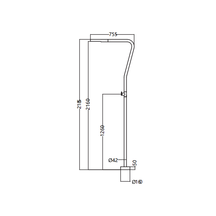 Columna ducha jardín piscina NEVADA acero S316 negro mate - GPN009/ANG 5