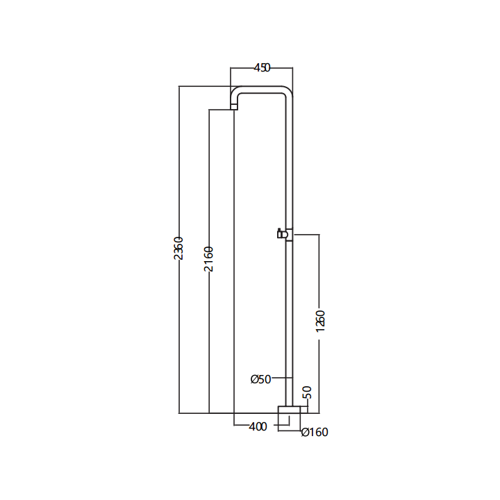 Columna ducha jardín piscina UTAH acero S316 negro mate - GPU010/ANG 6