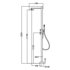 Columna ducha jardín piscina KANSAS acero S316 - GPK012/AC - Imex