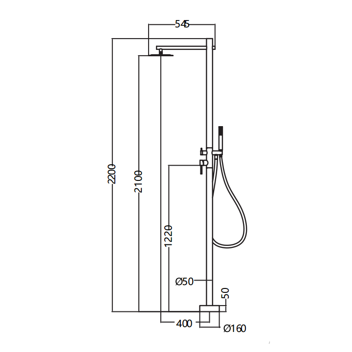 Columna ducha jardín piscina KANSAS acero S316 - GPK012/AC 5