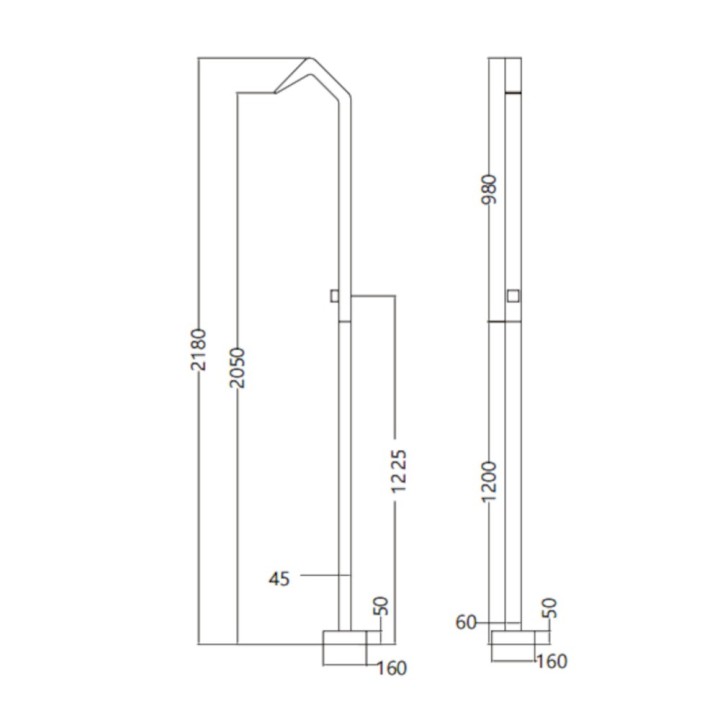 Columna ducha jardín piscina NIAGARA acero S316 negro mate - GPN013/ANG 6