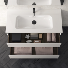 Mueble baño suspendido ALFA COMPACT 2 cajones lavabo Enzo - Royo Group