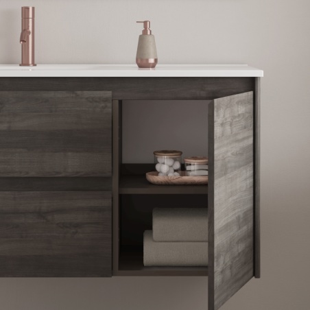 Mueble baño suspendido ALFA COMPACT 2 cajones 1 puerta lavabo Enzo - Royo Group