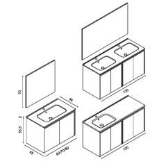Mueble baño suspendido SANSA 2 / 4 puertas lavabo enzo- Royo Group