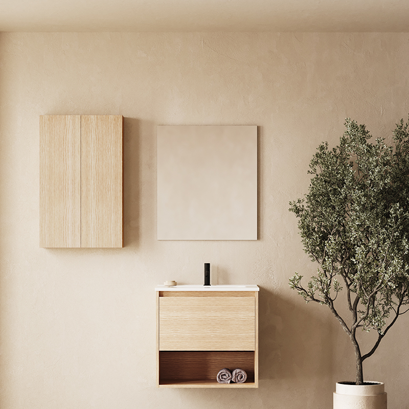 Mueble baño suspendido NIWA 1 cajon 1 hueco con lavabo integrado - Royo Group Mueble baño suspendido NIWA 1 cajon 1 hueco con lavabo integrado - Royo Group