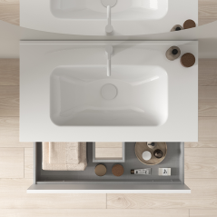 Mueble baño suspendido NIWA 1 cajon 1 hueco con lavabo integrado - Royo Group