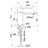 Monomando lavabo INOA negro mate - 39107/N 2