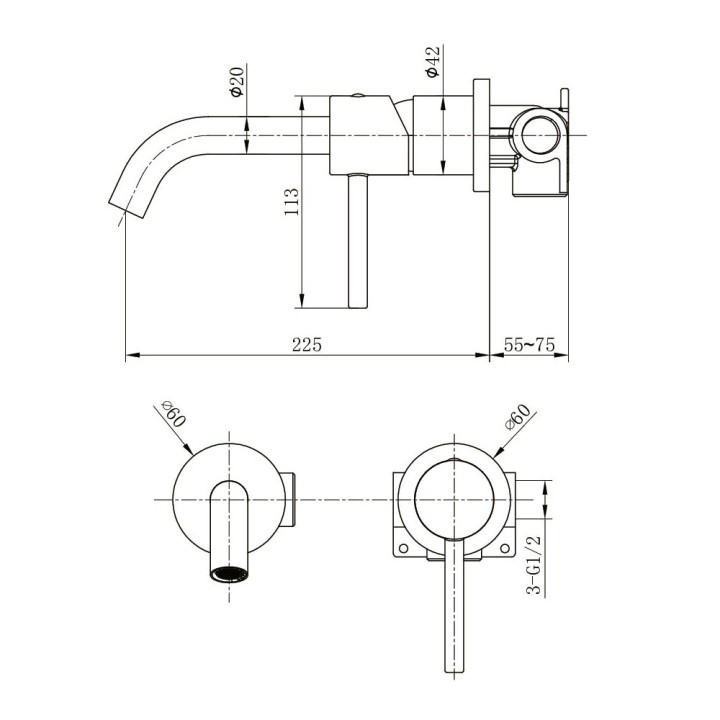 Monomando lavabo empotrado MONZA oro rosa cepillado - GLM039/ORC 5