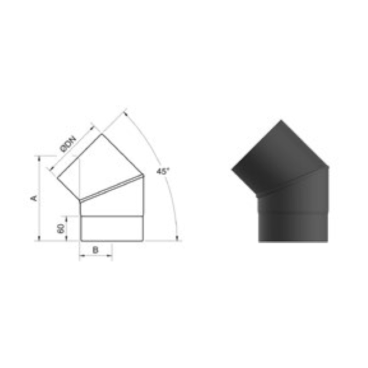 Codo negro mate 45º sectores 1