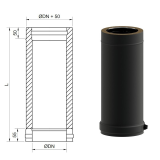 Tubo chimenea negro mate doble 1 metro 1