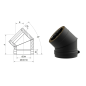 Codo negro mate doble 45º sectores Codo negro mate doble 45º sectores